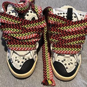Lanvin Multicolor Big Kids Sneakers with Rhinestones and Spikes